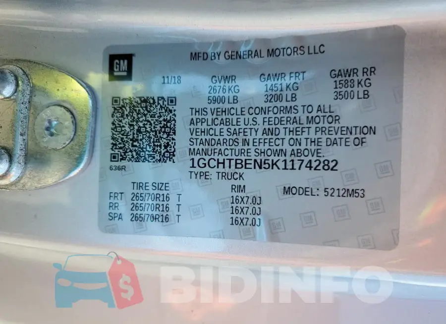 1GCHTBEN5K1174282 Photo# 12