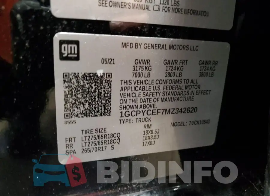 1GCPYCEF7MZ342620 Photo# 13