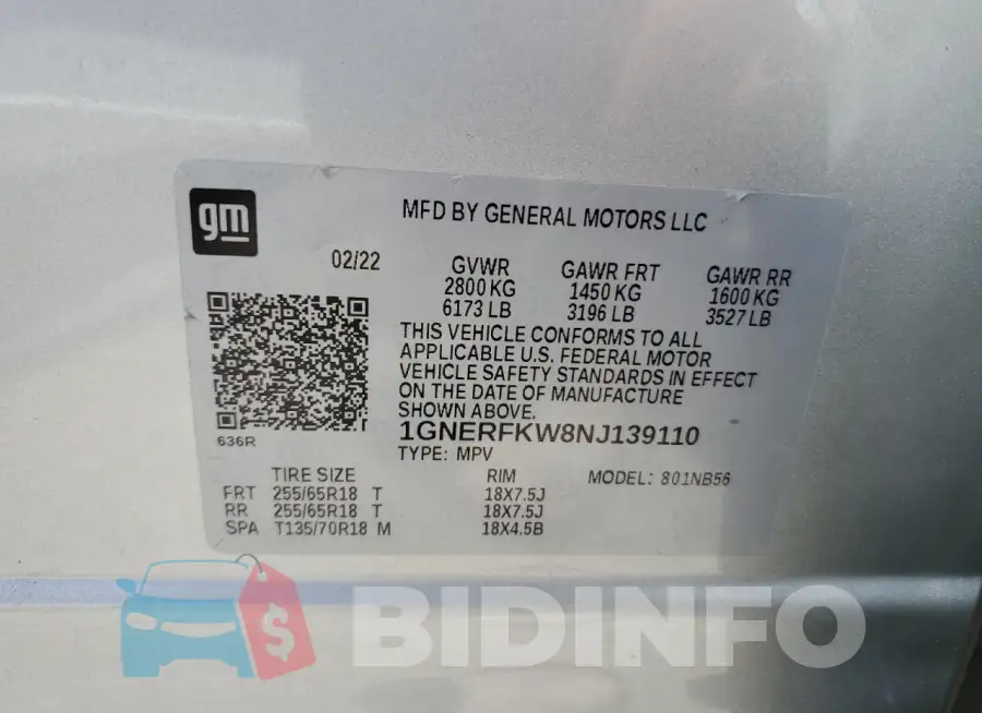 1GNERFKW8NJ139110 Photo# 14