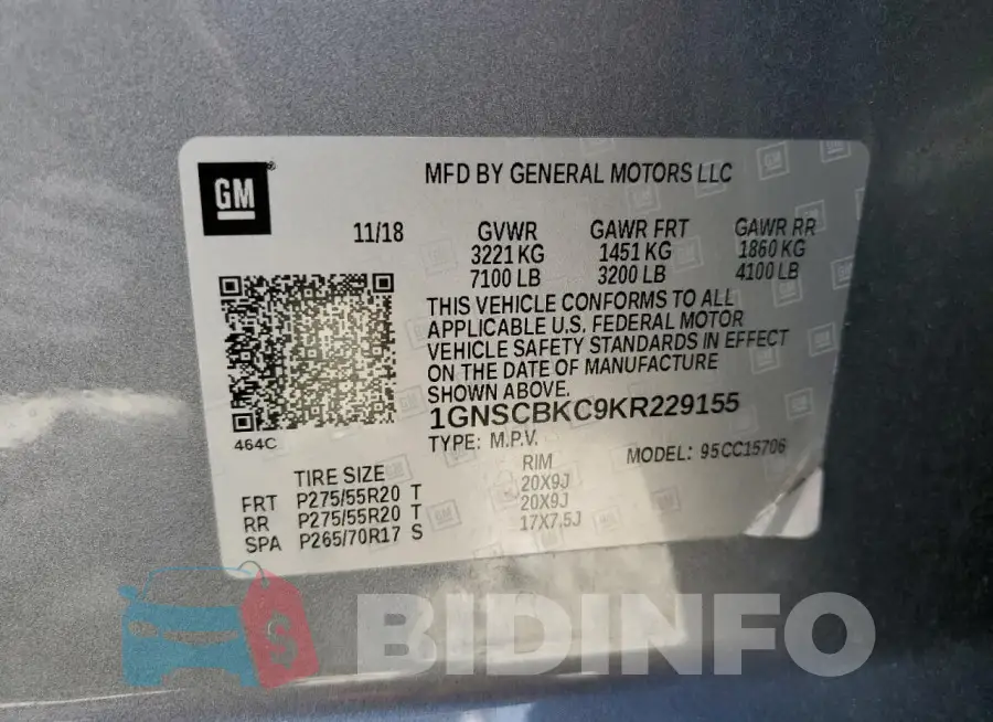 1GNSCBKC9KR229155 Photo# 13