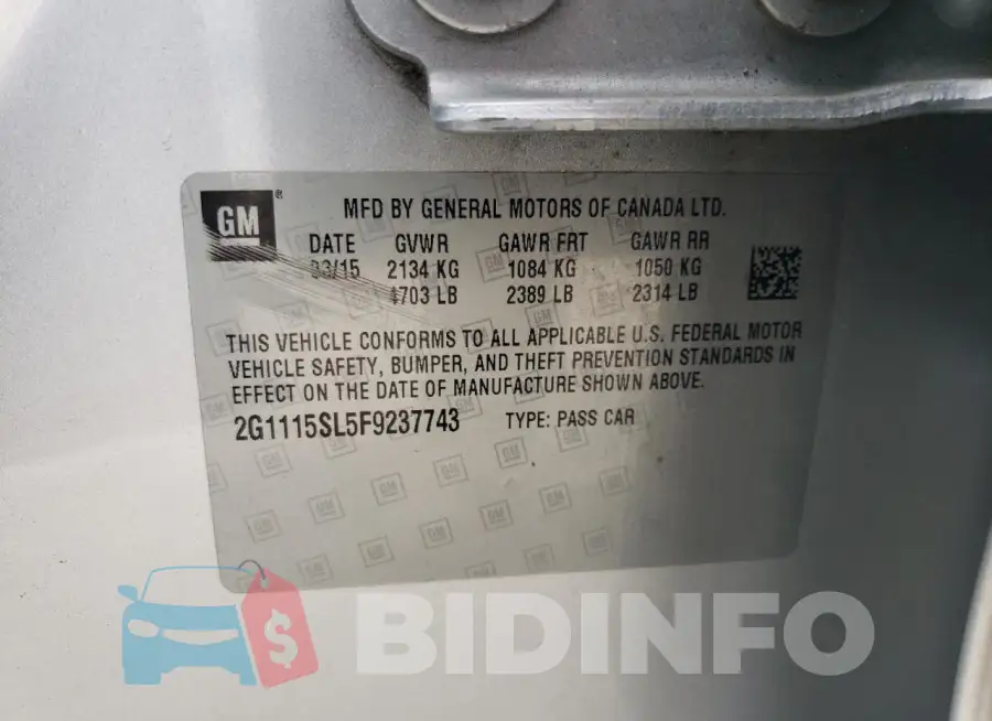 2G1115SL5F9237743 Photo# 12