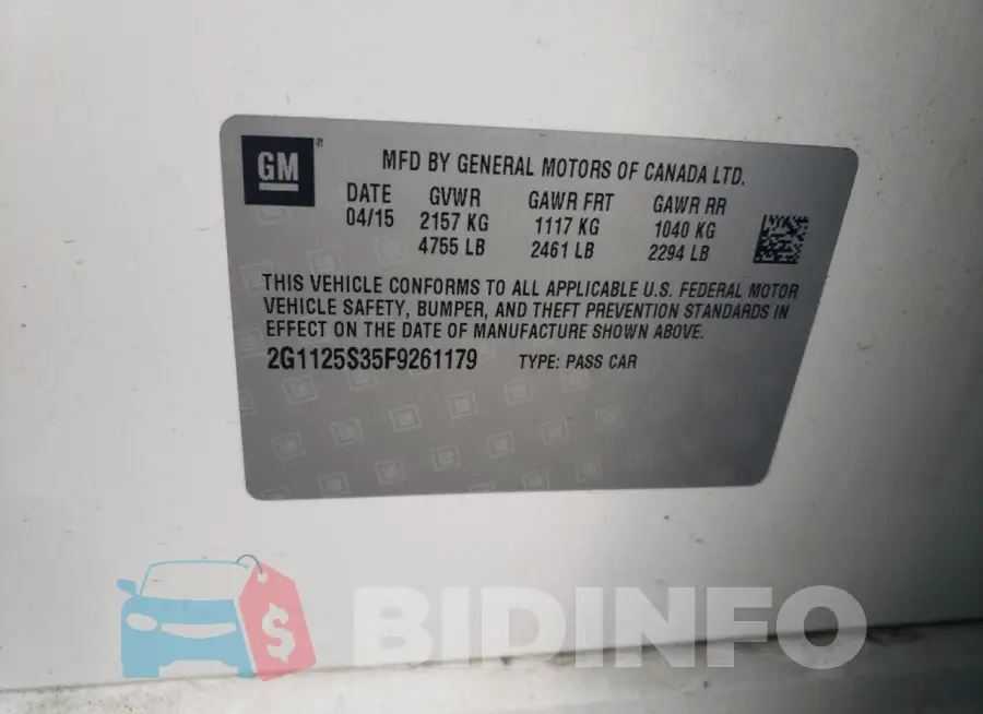 2G1125S35F9261179 Photo# 12