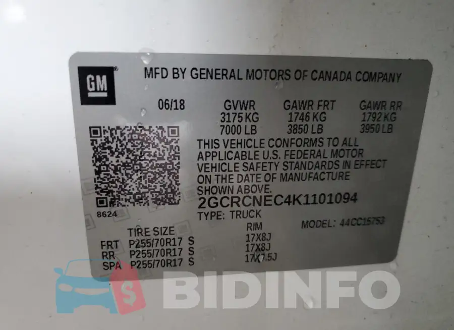 2GCRCNEC4K1101094 Photo# 12