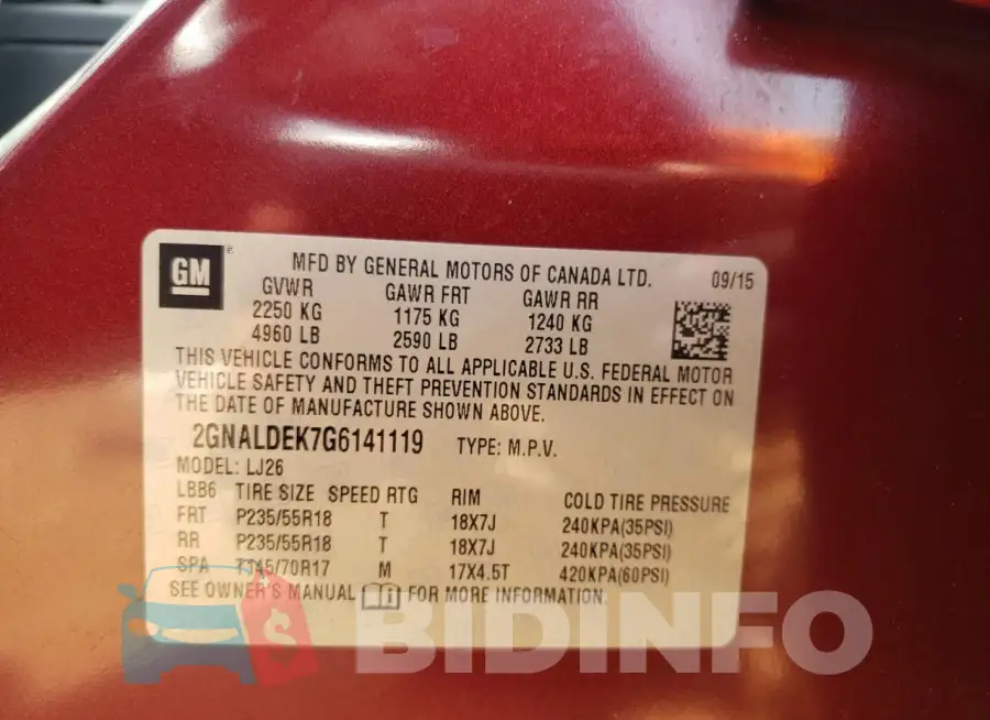 2GNALDEK7G6141119 Photo# 13