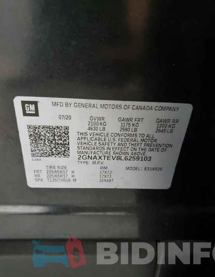 2GNAXTEV8L6259103 Photo# 13
