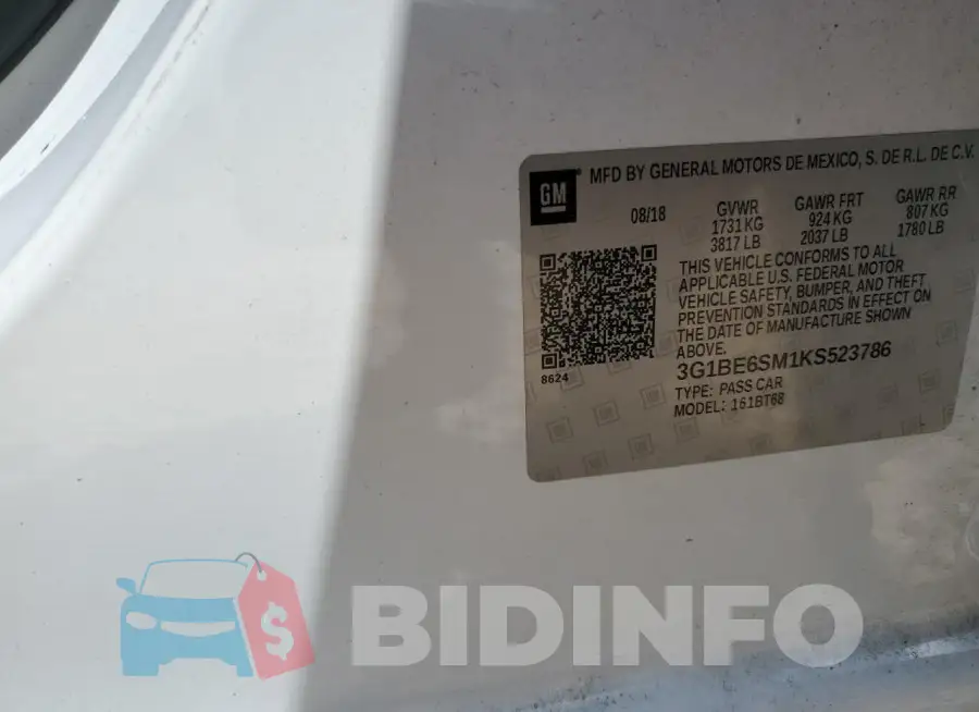 3G1BE6SM1KS523786 Photo# 12
