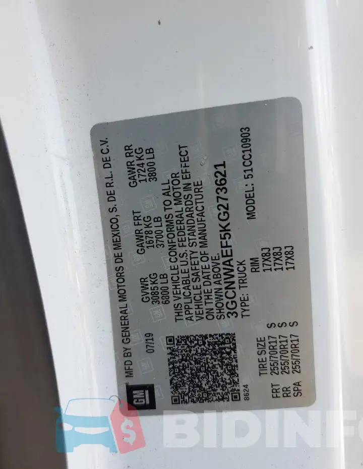 3GCNWAEF5KG273621 Photo# 12