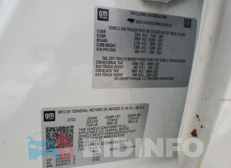 3GCUYDED7MG419574 Photo# 12