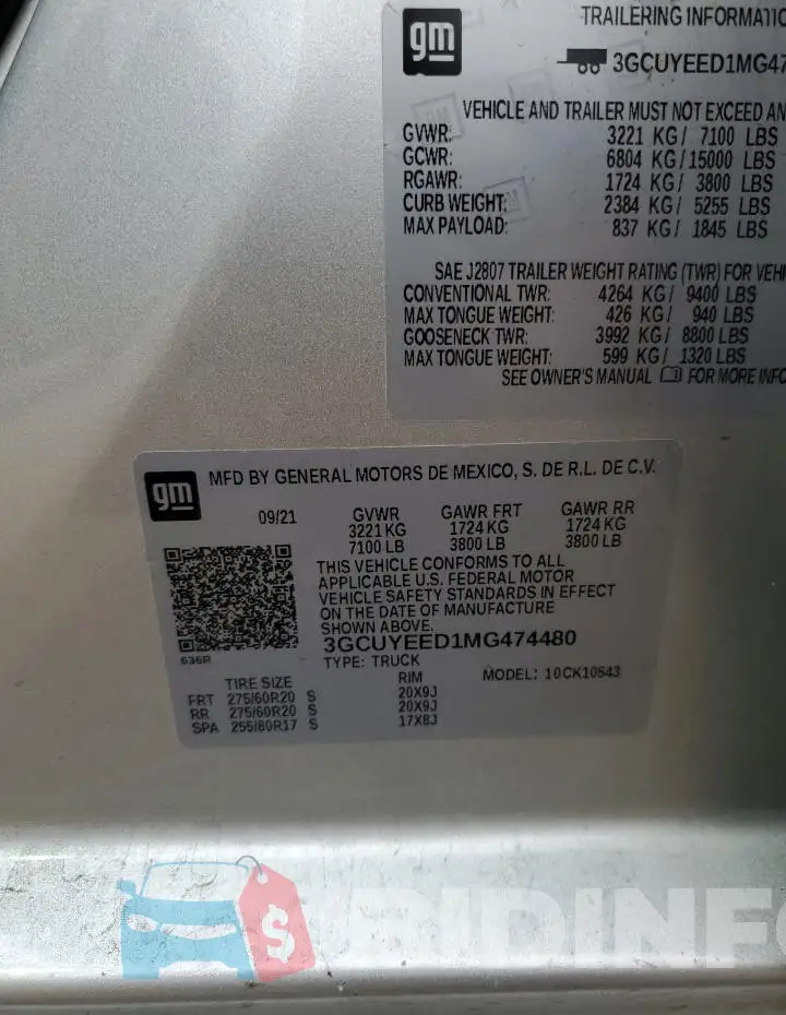 3GCUYEED1MG474480 Photo# 13