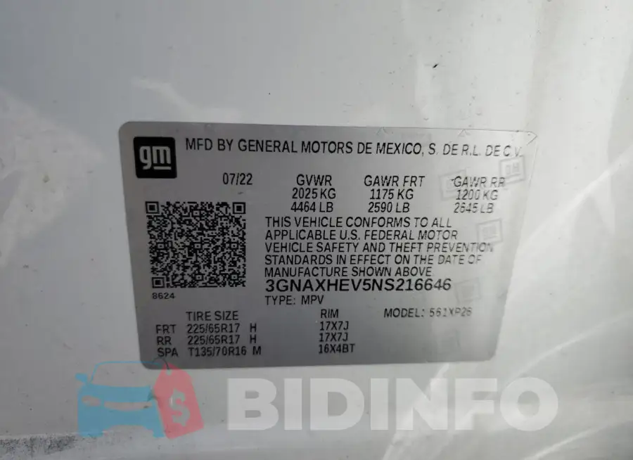 3GNAXHEV5NS216646 Photo# 14