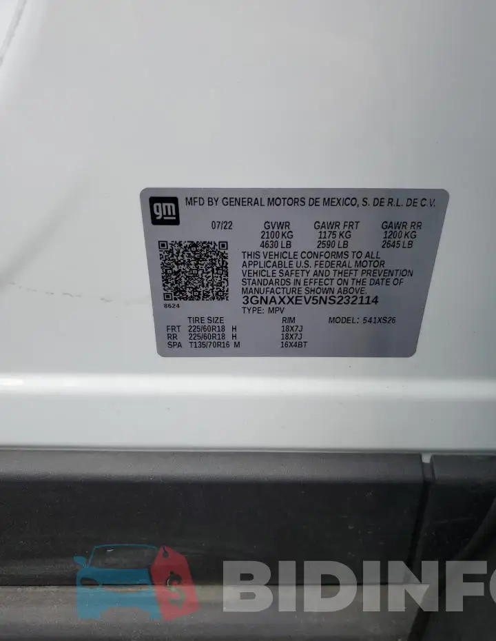 3GNAXXEV5NS232114 Photo# 12
