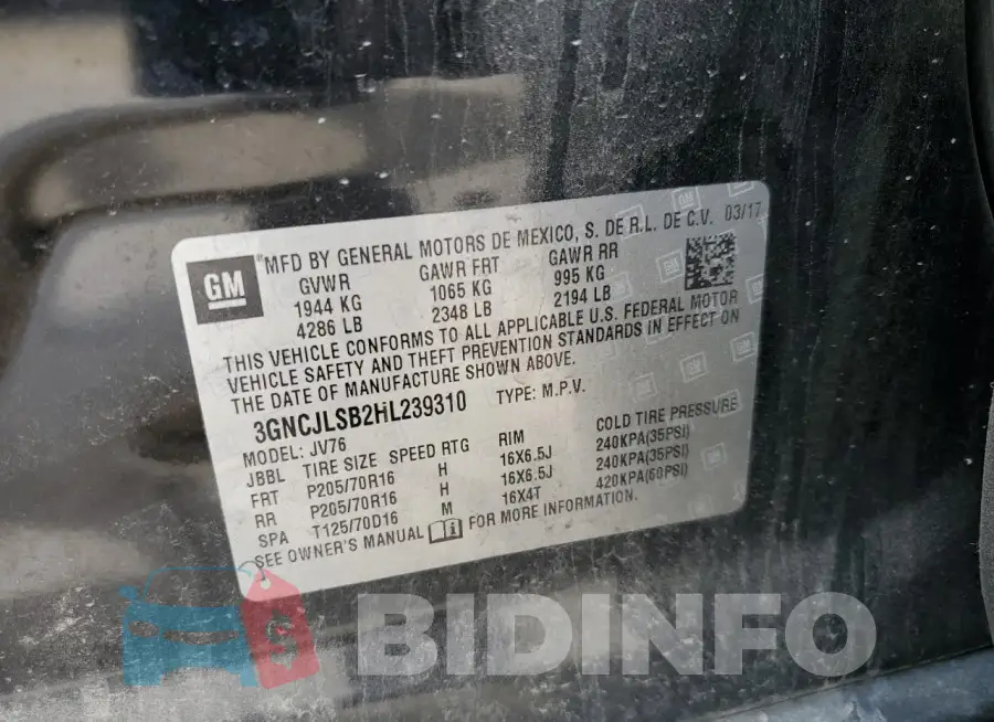 3GNCJLSB2HL239310 Photo# 13