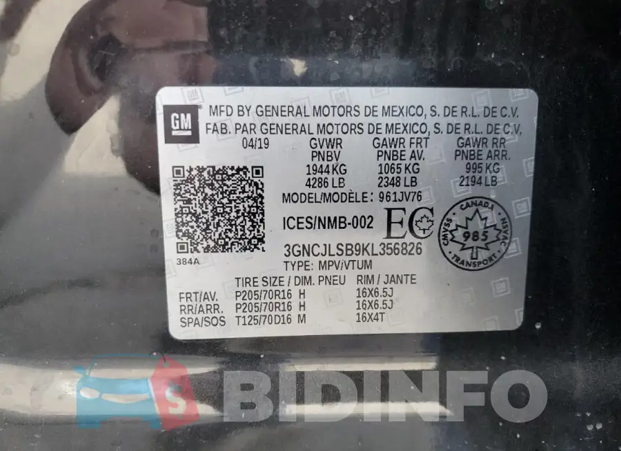 3GNCJLSB9KL356826 Photo# 12