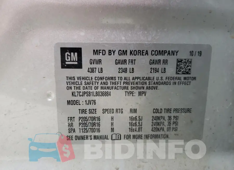 KL7CJPSB1LB036884 Photo# 12