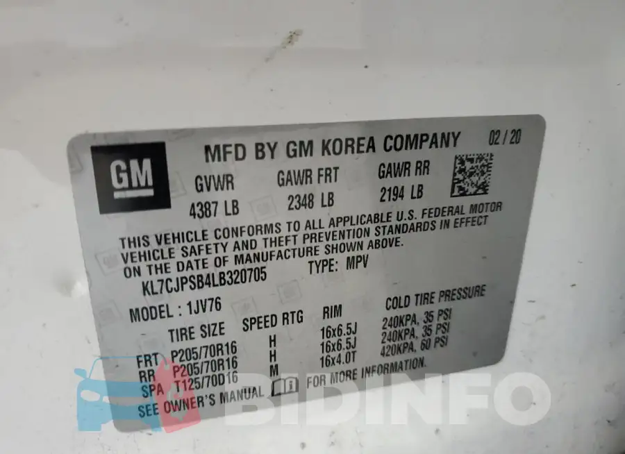 KL7CJPSB4LB320705 Photo# 12