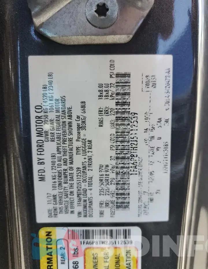 1FA6P8TH2J5112539 Photo# 12