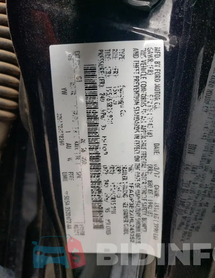 1FADP3E2XHL245252 Photo# 12