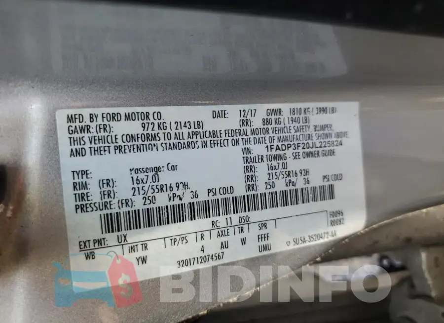 1FADP3F20JL225824 Photo# 13