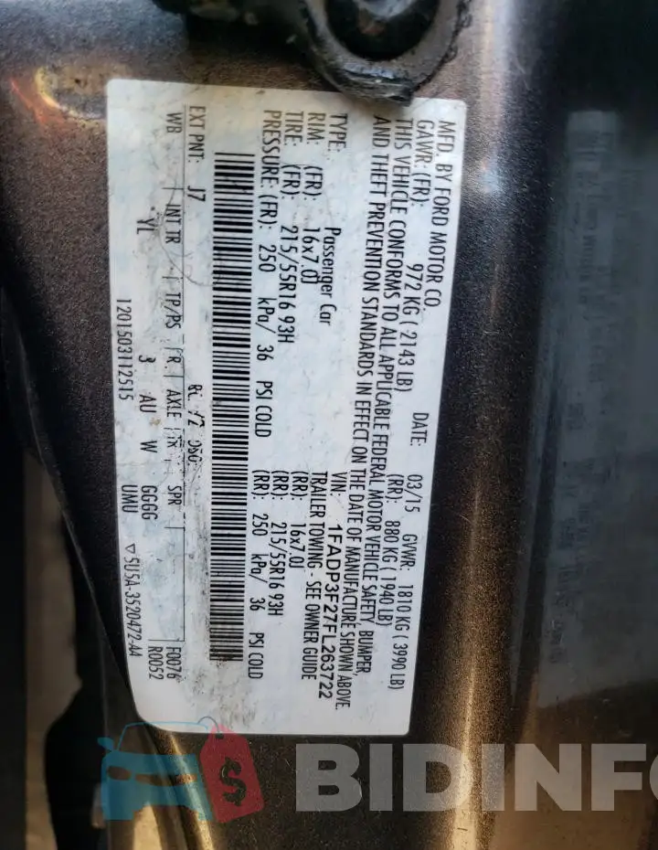 1FADP3F27FL263722 Photo# 12