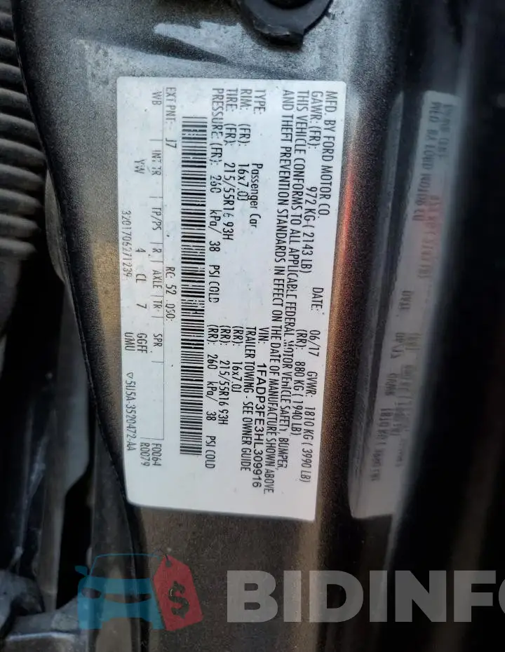 1FADP3FE3HL309916 Photo# 12