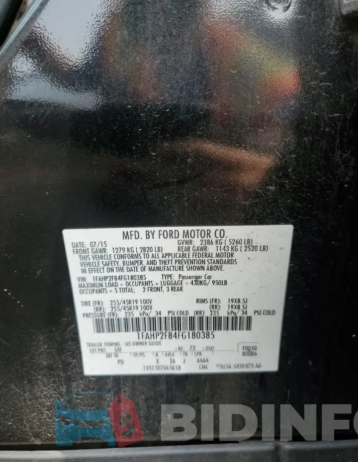 1FAHP2F84FG180385 Photo# 12