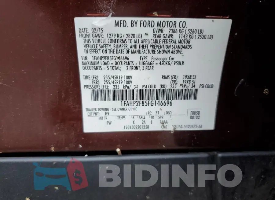 1FAHP2F85FG146696 Photo# 12