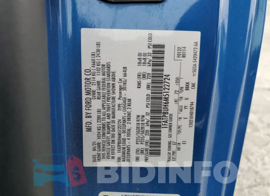 1FATP8UH6M5122724 Photo# 12
