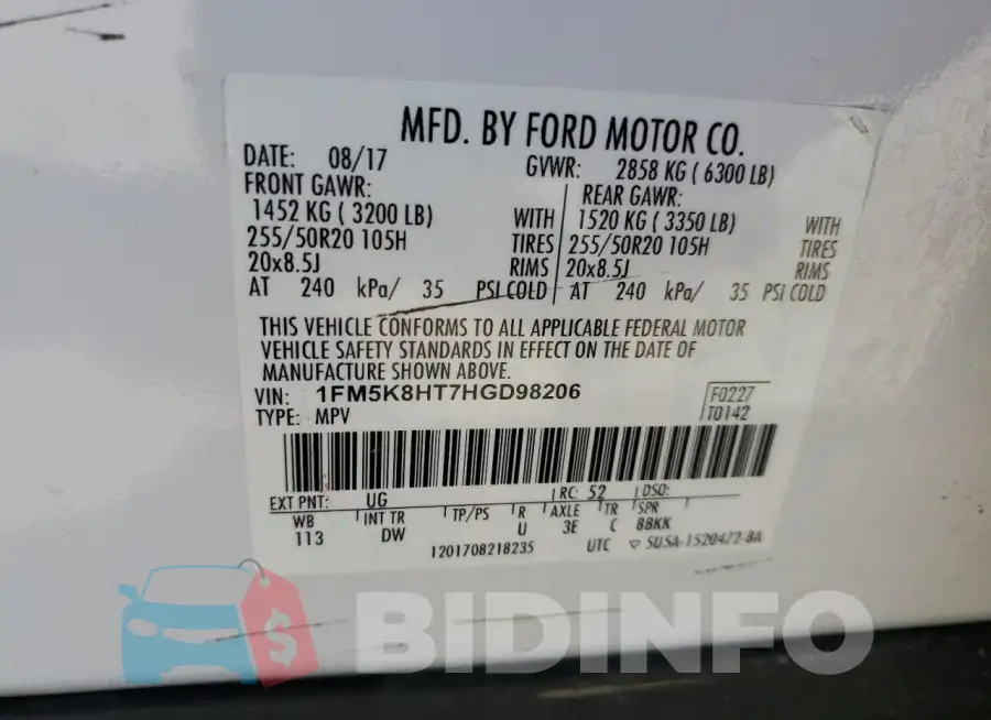 1FM5K8HT7HGD98206 Photo# 13