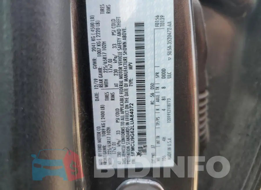 1FMCU9G62LUA84072 Photo# 13