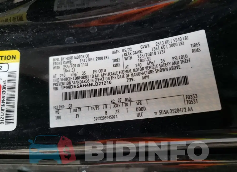 1FMDE5AH4NLB21216 Photo# 13