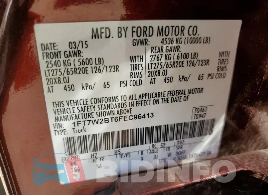 1FT7W2BT6FEC96413 Photo# 12