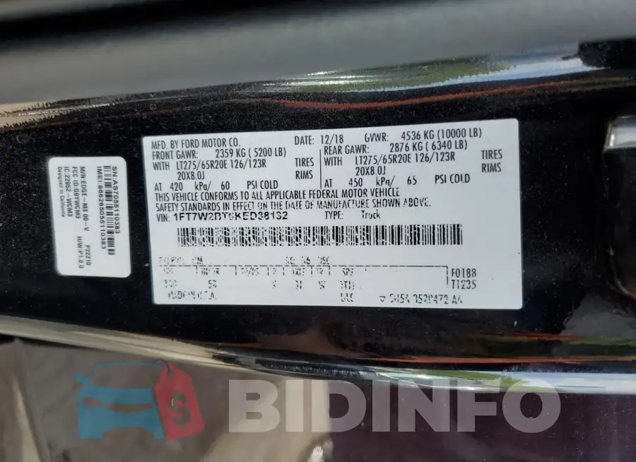 1FT7W2BT6KED88132 Photo# 12