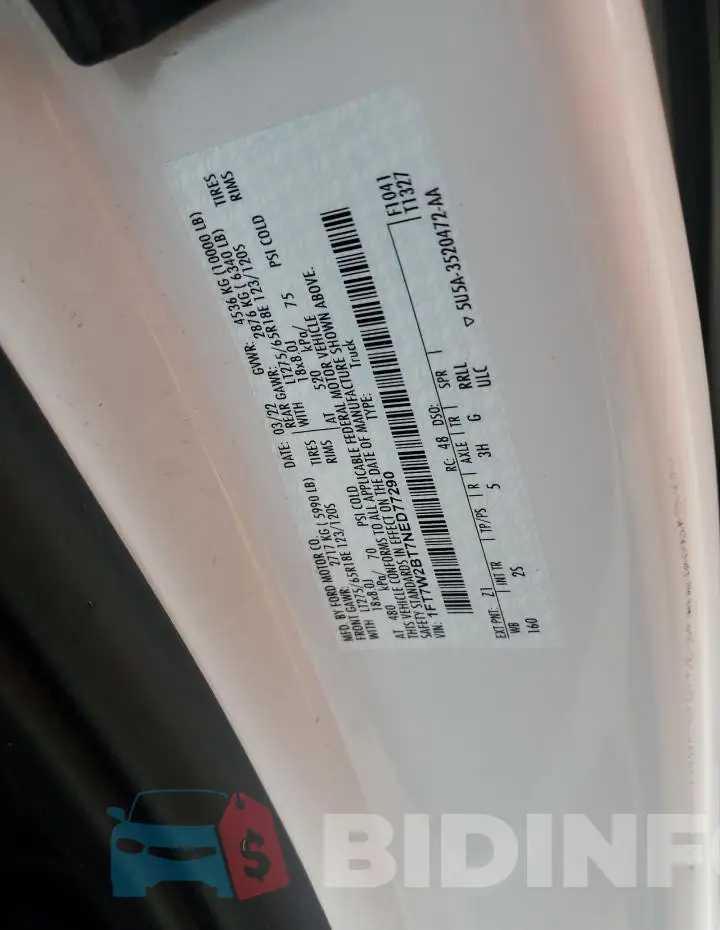 1FT7W2BT7NED77290 Photo# 12