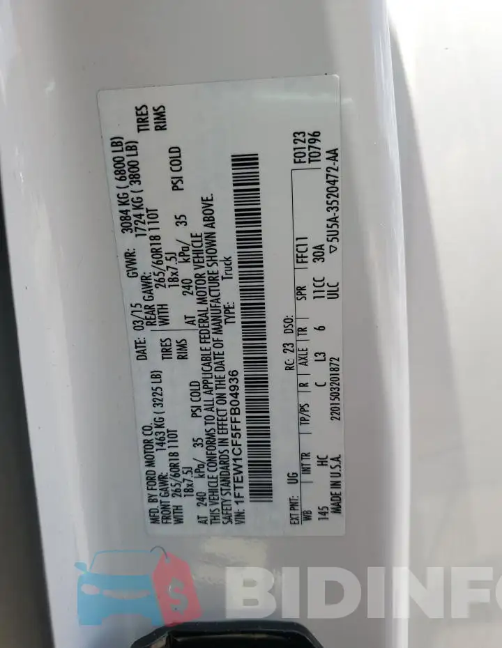 1FTEW1CF5FFB04936 Photo# 13