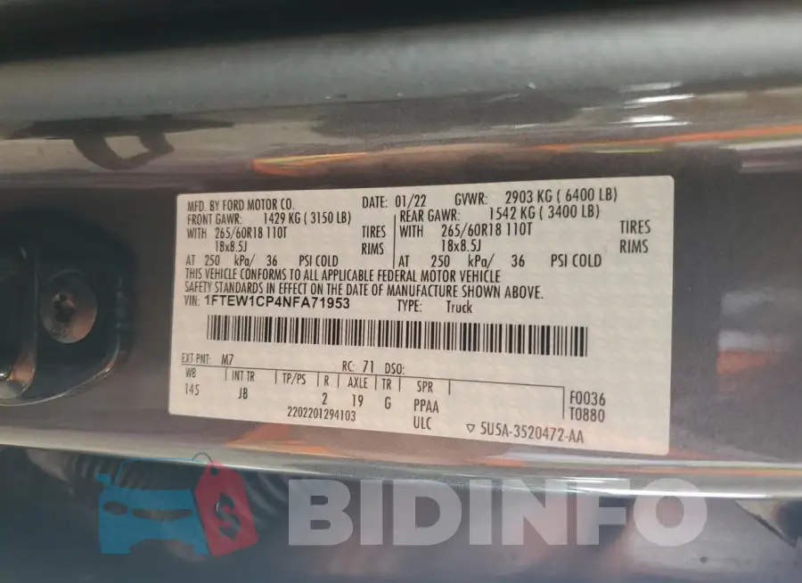 1FTEW1CP4NFA71953 Photo# 12