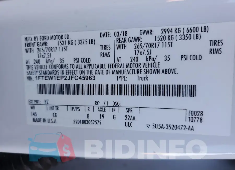 1FTEW1EP2JFC45963 Photo# 12