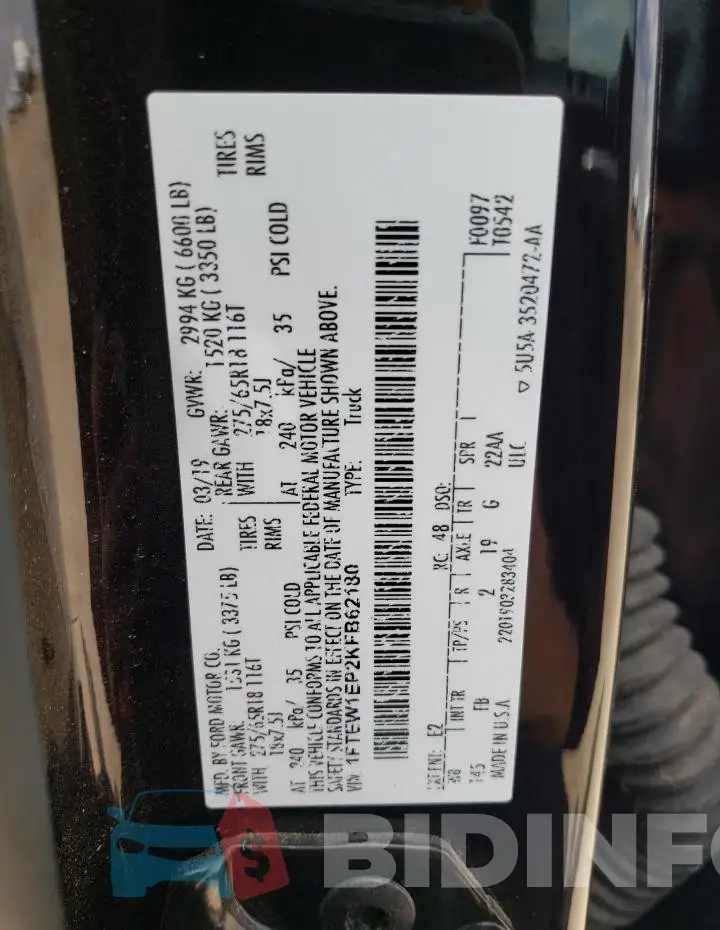 1FTEW1EP2KFB62180 Photo# 12