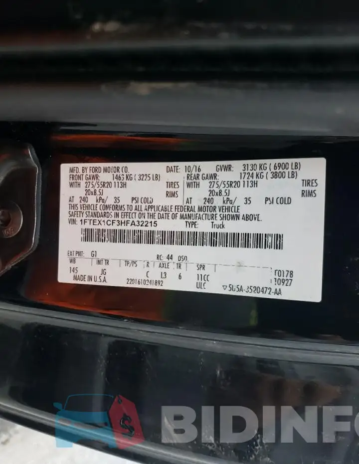 1FTEX1CF3HFA32215 Photo# 12