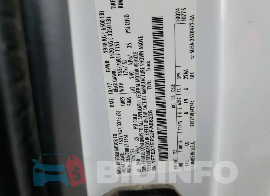 1FTEX1EP2JFA86228 Photo# 14