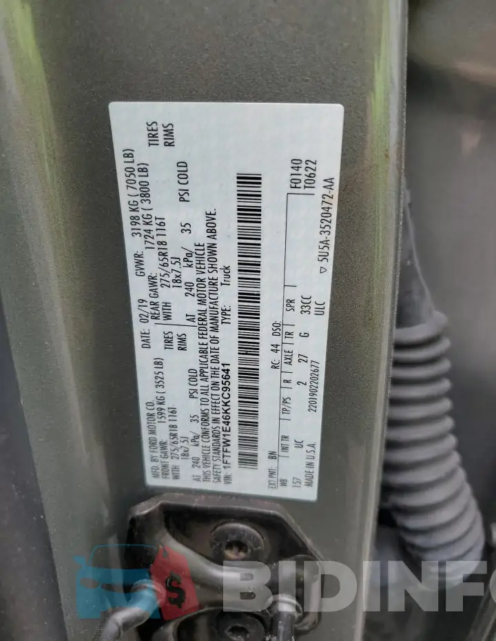 1FTFW1E46KKC95641 Photo# 12