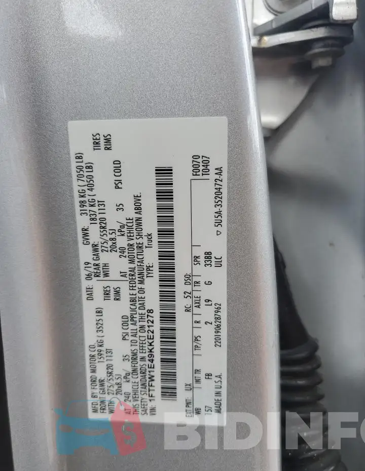 1FTFW1E49KKE21278 Photo# 12