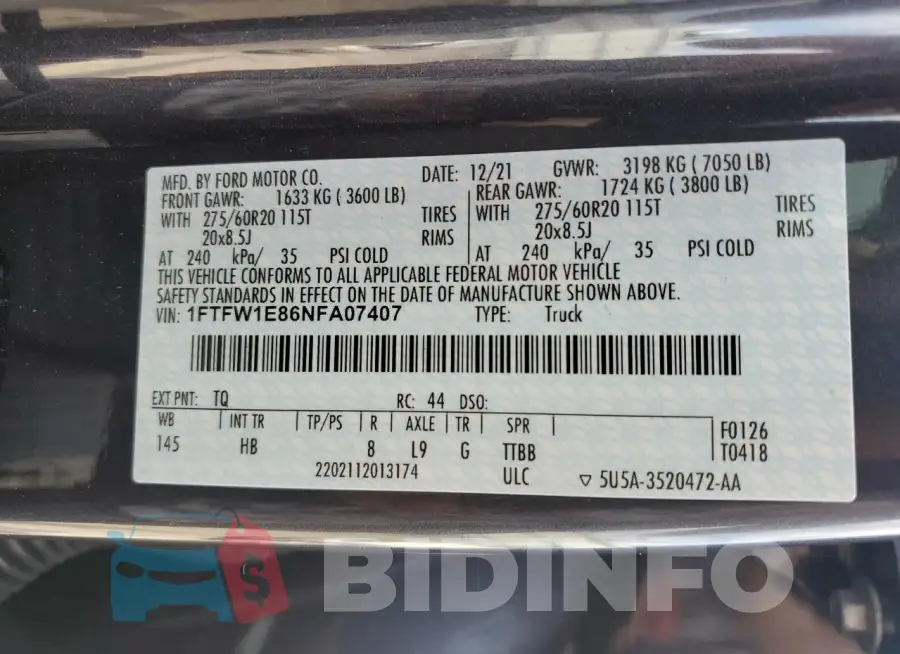 1FTFW1E86NFA07407 Photo# 12