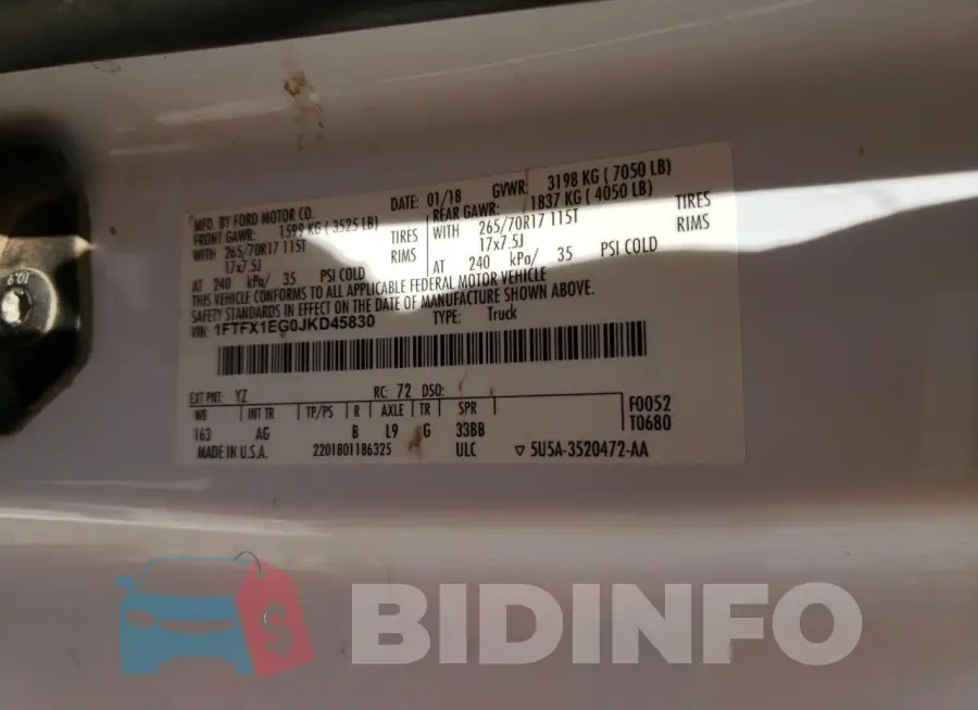 1FTFX1EG0JKD45830 Photo# 12