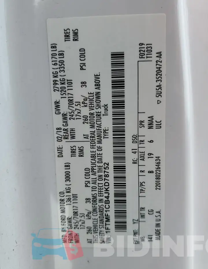 1FTMF1CB4JKD78752 Photo# 12