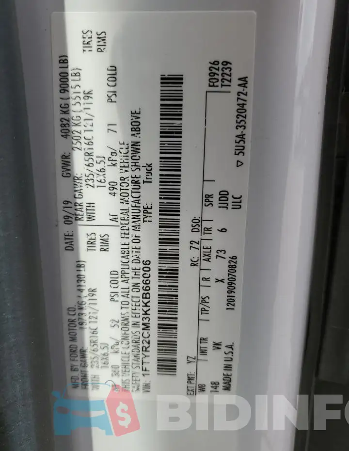 1FTYR2CM3KKB66006 Photo# 14