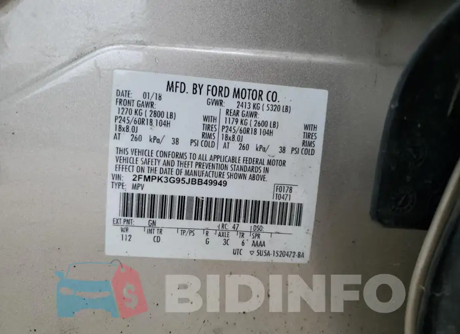2FMPK3G95JBB49949 Photo# 13