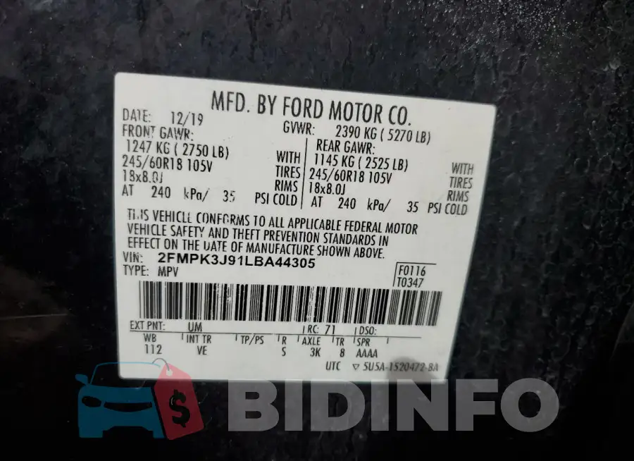 2FMPK3J91LBA44305 Photo# 13