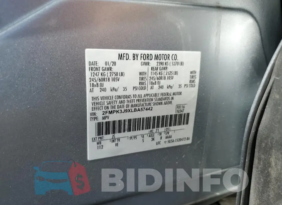 2FMPK3J9XLBA57442 Photo# 12