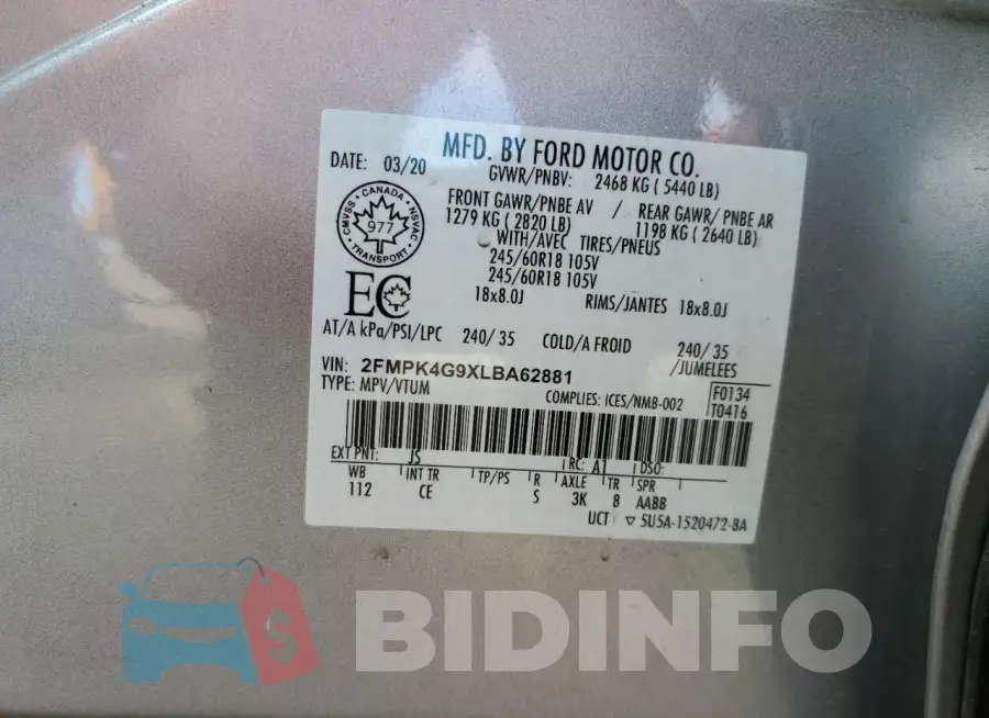 2FMPK4G9XLBA62881 Photo# 13