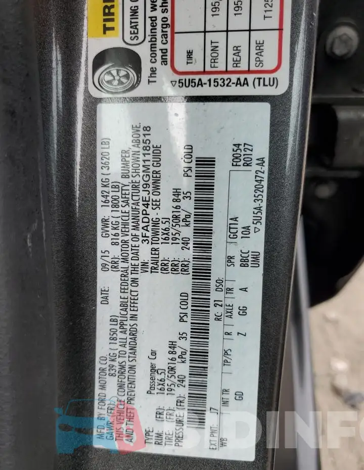 3FADP4EJ9GM118518 Photo# 12